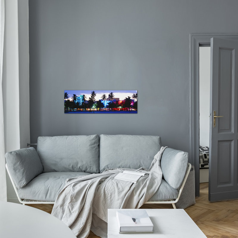 Panoramic South Beach Miami Beach Florida USA - reproduction de photo sur toile tendue, H 12 po x l 36 po x P 1,5 po