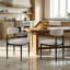 Ensemble de 2 chaises en chenille beige de 317,75 po de hauteur, pieds en métal noir robustes pour la salle à manger et la cuisine compactes