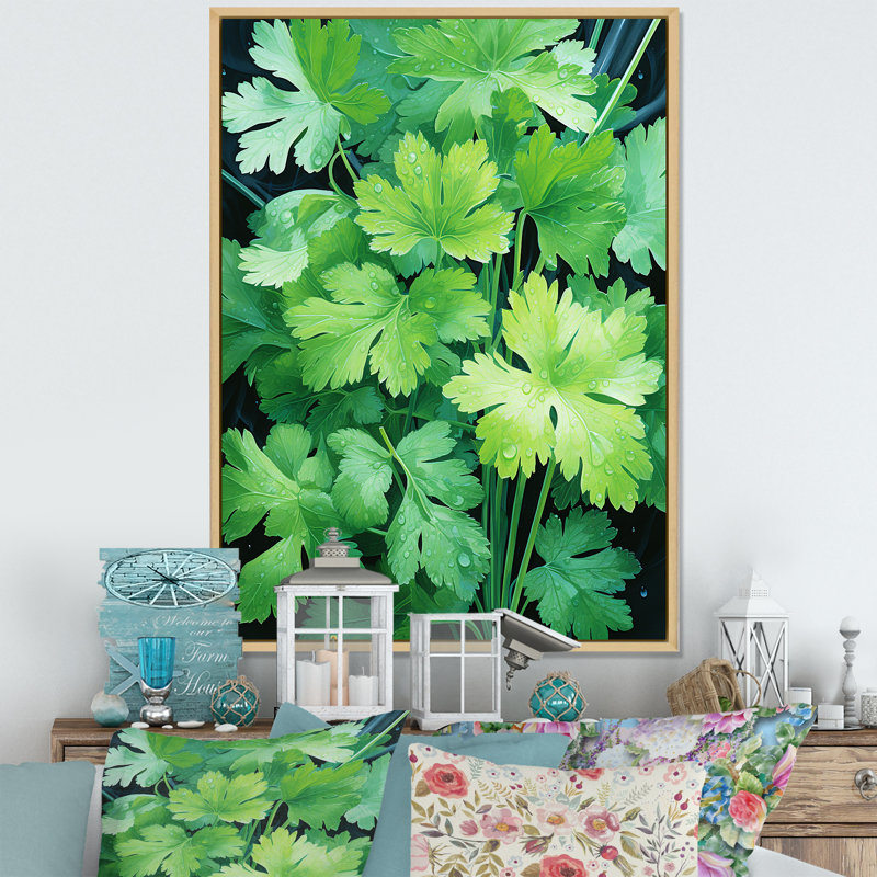 Herbes, persil, danse 1 - Art floral, 32" H x 16" W, White Picture Framed