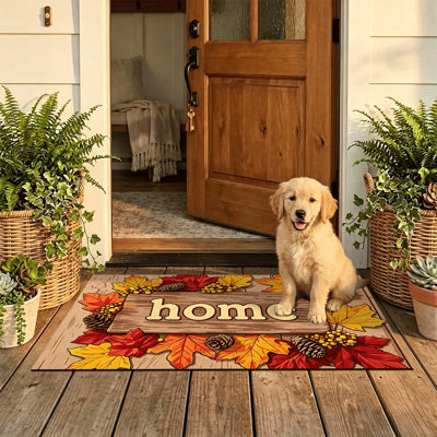 Non-Slip Indoor Outdoor Door Mat, 20"x32",Minimal Red Leaves