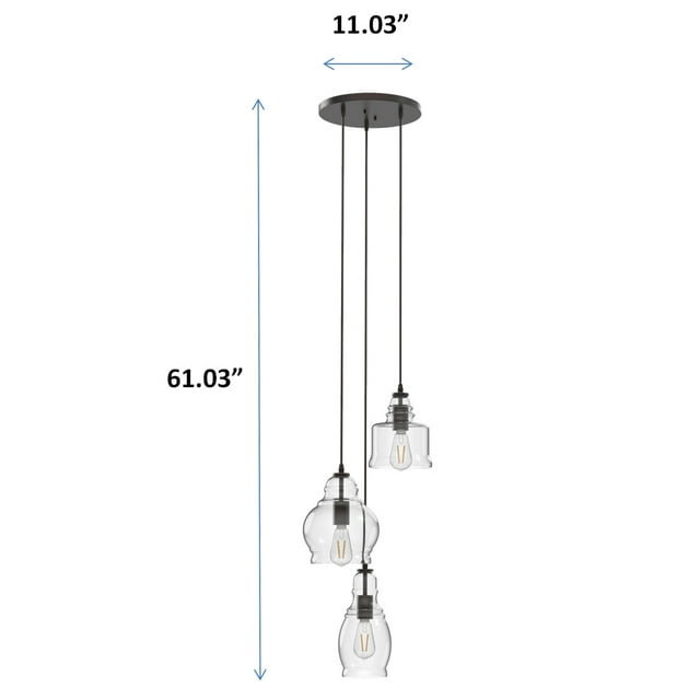3 - Light Black Kitchen Island Pendant