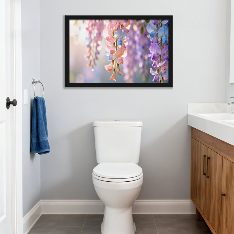 Plants &Flowers Pastel Flowers Hanging Delicate Petals Soft Light Background, 12" H x 18" W, Wrapped Canvas, Does Not Apply