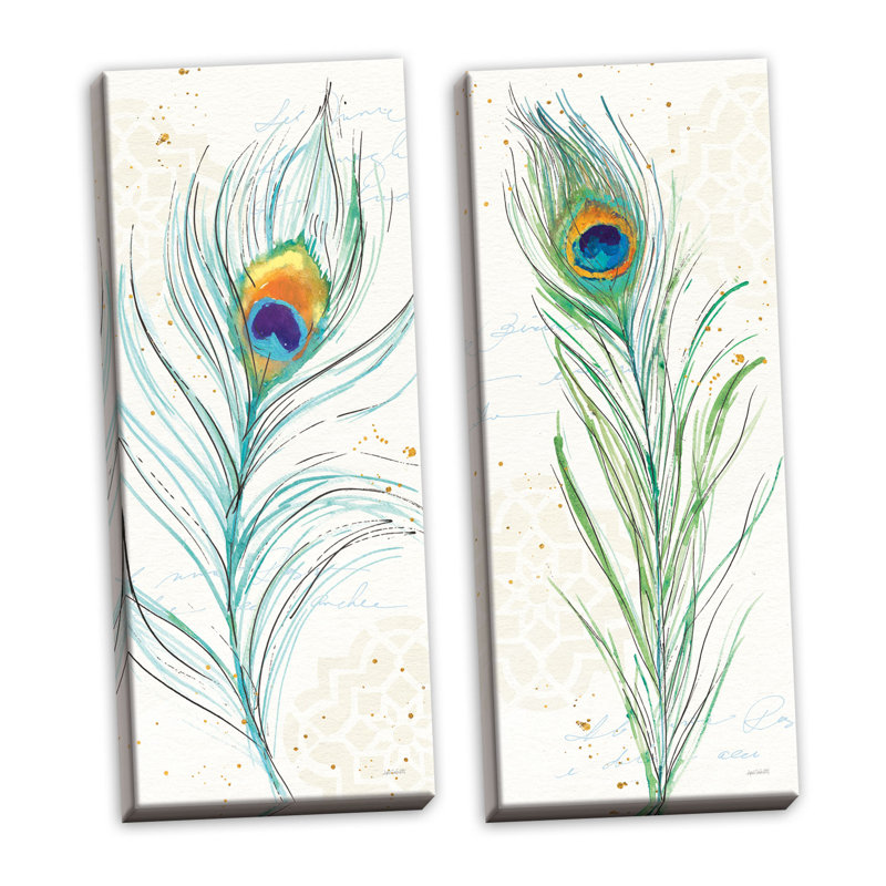 «Peacock Garden V and Peacock Garden VI», ensemble de 2 reproductions d'impressions, Toile tendue
