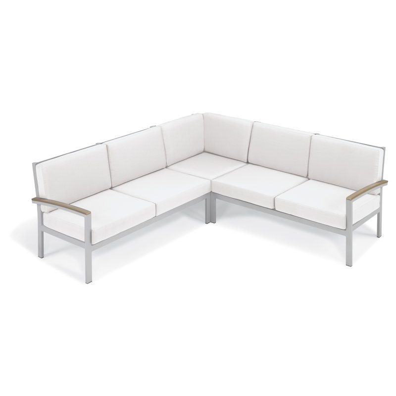 Travira Arm Sectional with Cushion, Tekwood Vintage, Eggshell White