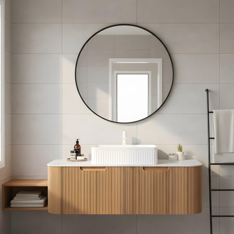 Salle de bain murale 48 "avec lavabo rectangulaire en céramique et 2 tiroirs