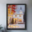 Reproduction d'art encadré noir, scène de neige rétro, Villa de Noël-628468088