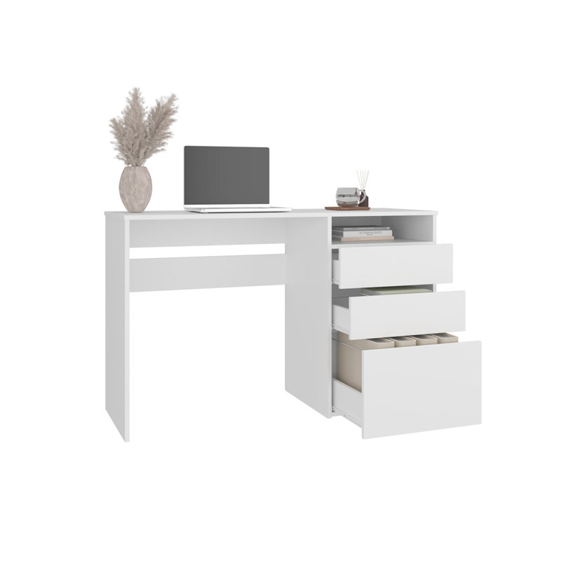 Bureau d'écriture blanc à 3 tiroirs