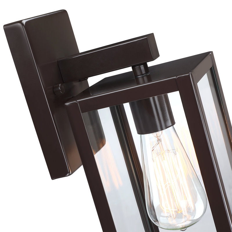 Applique murale d'extérieur moderne avec abat-jour en verre transparent Tornillo, H 13 po x l 5 po x P 6 po, Bronze