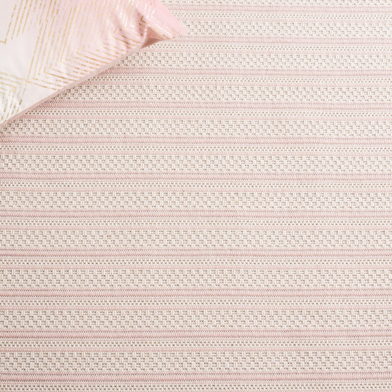Martha Stewart Cotton Striped Rug in Pink/Ivory, Runner 2' x 7'