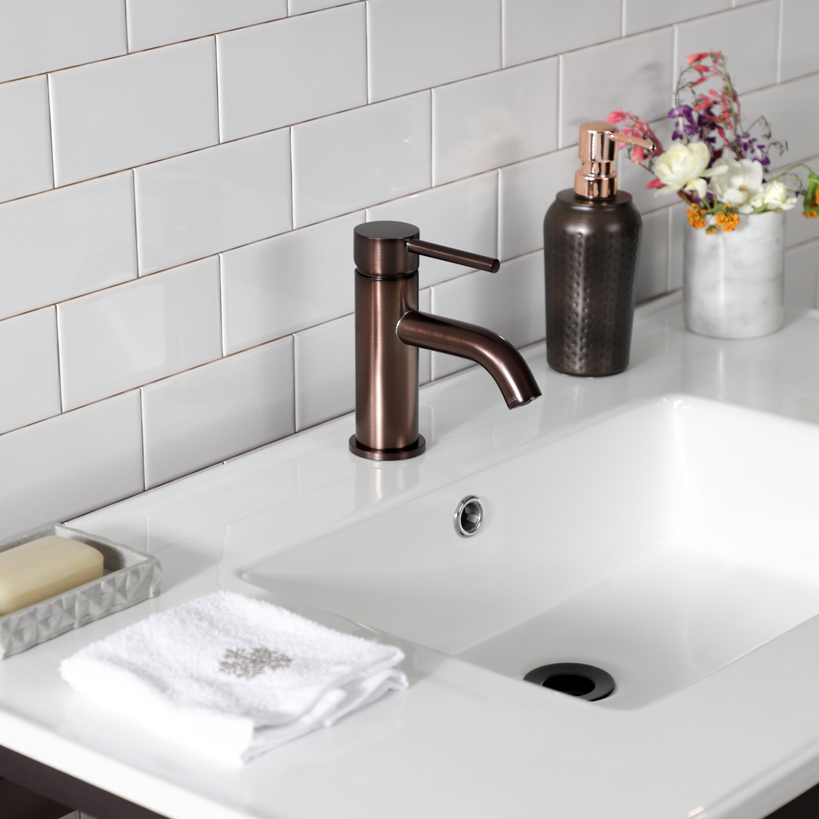Kingston Brass Concord Single-Handle 1-Hole Deck Mount Bathroom Faucet with Push Pop-Up, Oil Rubbed Bronze