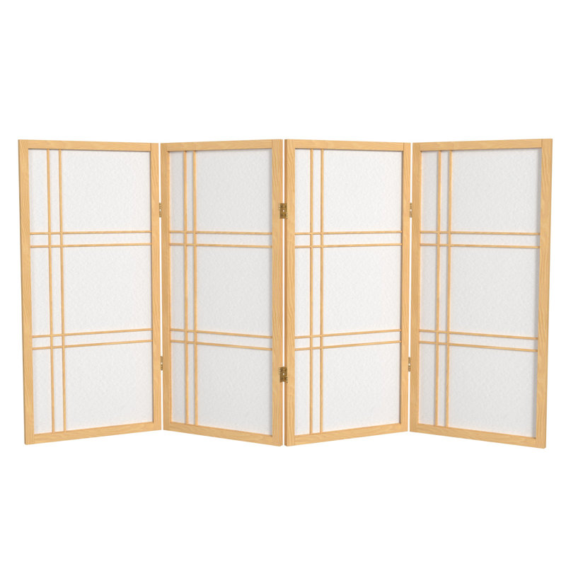 Keitez 3 ft. H Short Folding Shoji Screen, Natural, 4