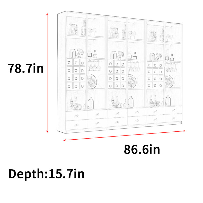 Heitman, Gris, (3 tablettes) H 78,7 po x l 86,6 po x P 15,7 po