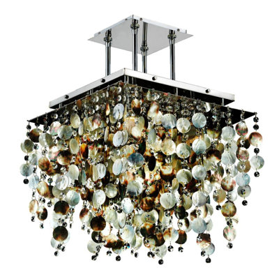 Lustre à 5 lumières unique/rectangulaire avec accents coquillage Cohen-Arazi