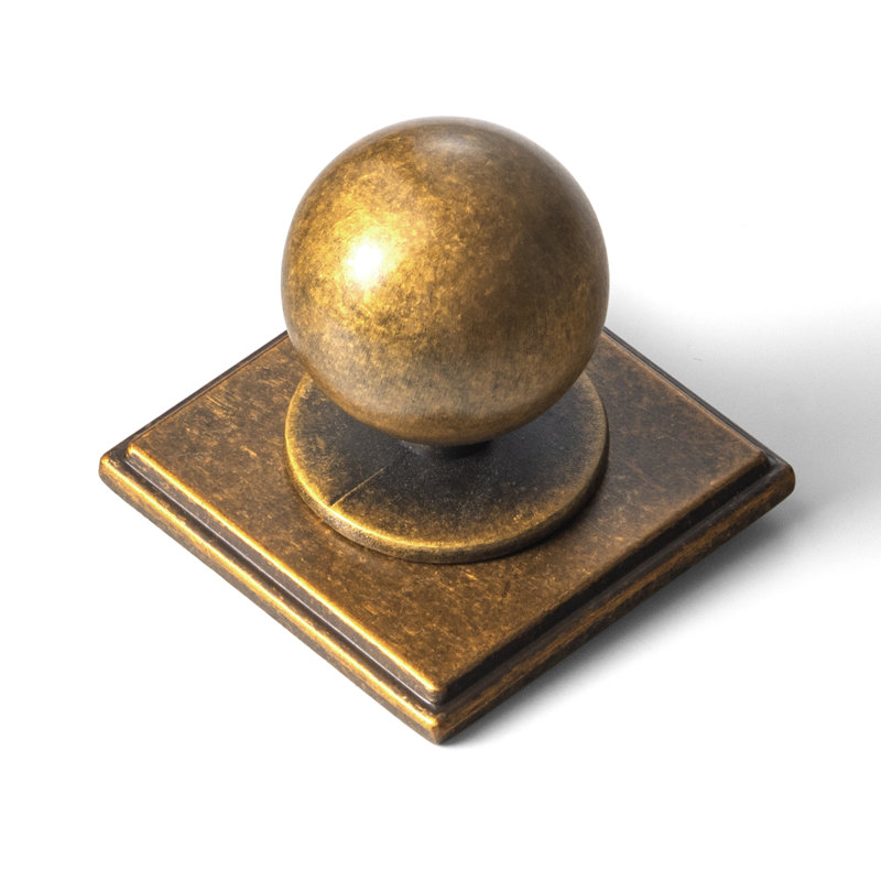 Poignée ronde de 1 pi de diamètre avec plaque arrière, Laiton antique