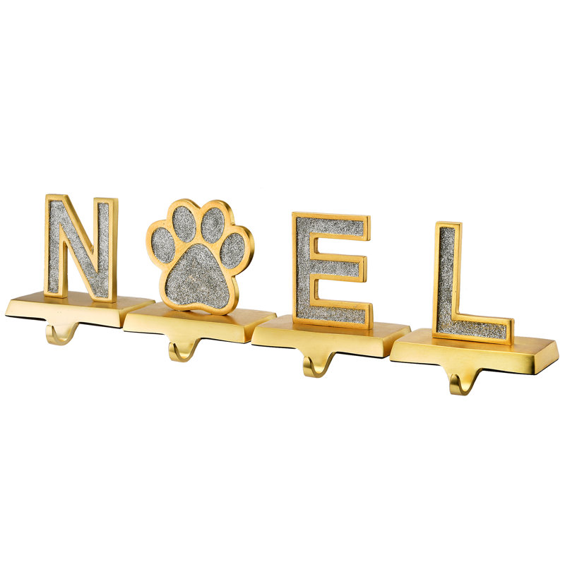 5" Silver Sparkle NOEL Stocking Holders, 4-Pieces