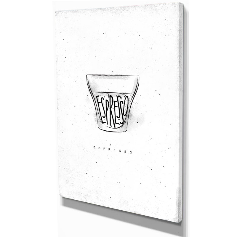 Espresso cup-blanc-impression d’art textuel Food, H 32 po x l 16 po x P 1 po, Toile tendue
