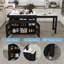 Îlot de cuisine avec table de salle à manger extensible et prise de courant - Chariot de rangement sur roulettes avec 3 tiroirs et armoire à 2 portes, noir