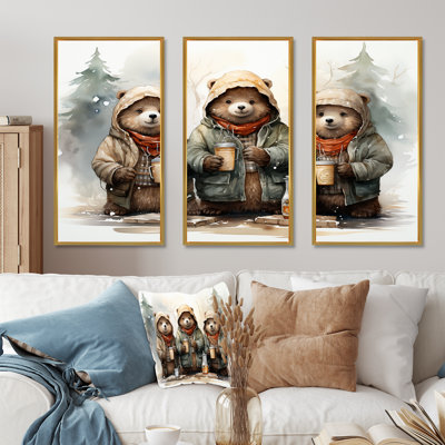 Winter Nursery Teddy Bear Snuggles I - Nursery Teddy Bear's Wall Art
