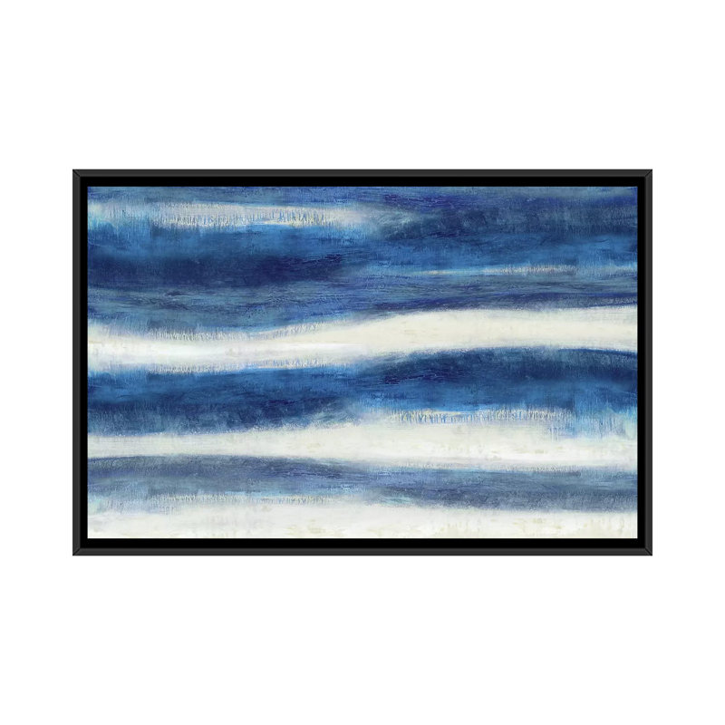 «Emerge in Indigo» non disponible sur toile, H 40 po x l 60 po x P 1,5 po, Toile avec cadre noir, Pas de tapis