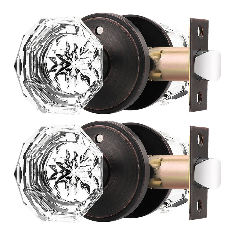 Boutons de porte en cristal Crystal, Bronze frotté à l'huile