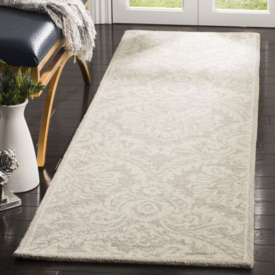 Tapis argent / ivoire en laine fait à la main Tansy