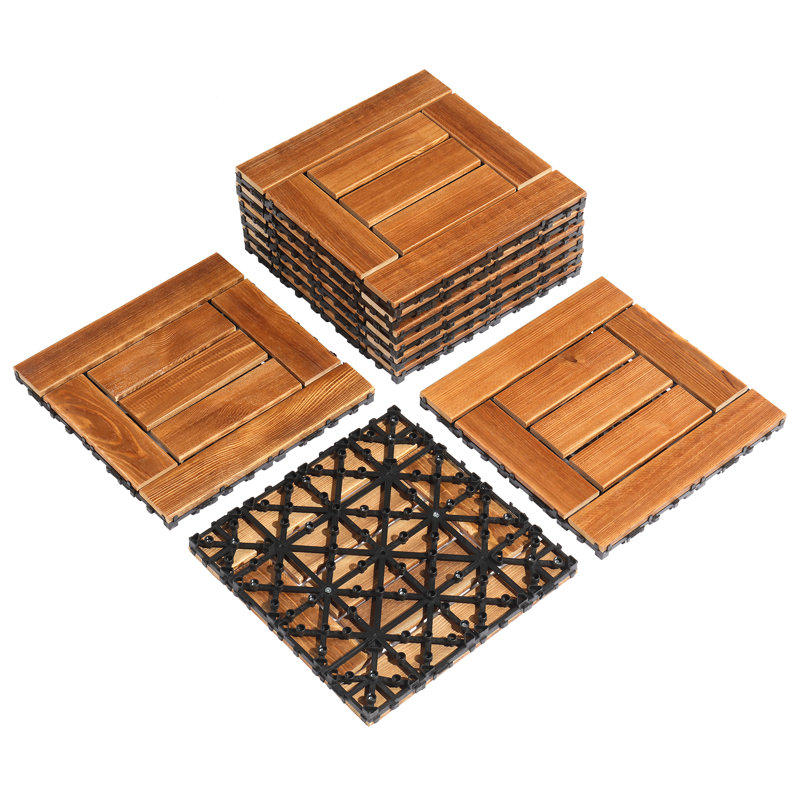 Coleta 30cm L x 30cm W Solid Wood Interlocking Deck Tile