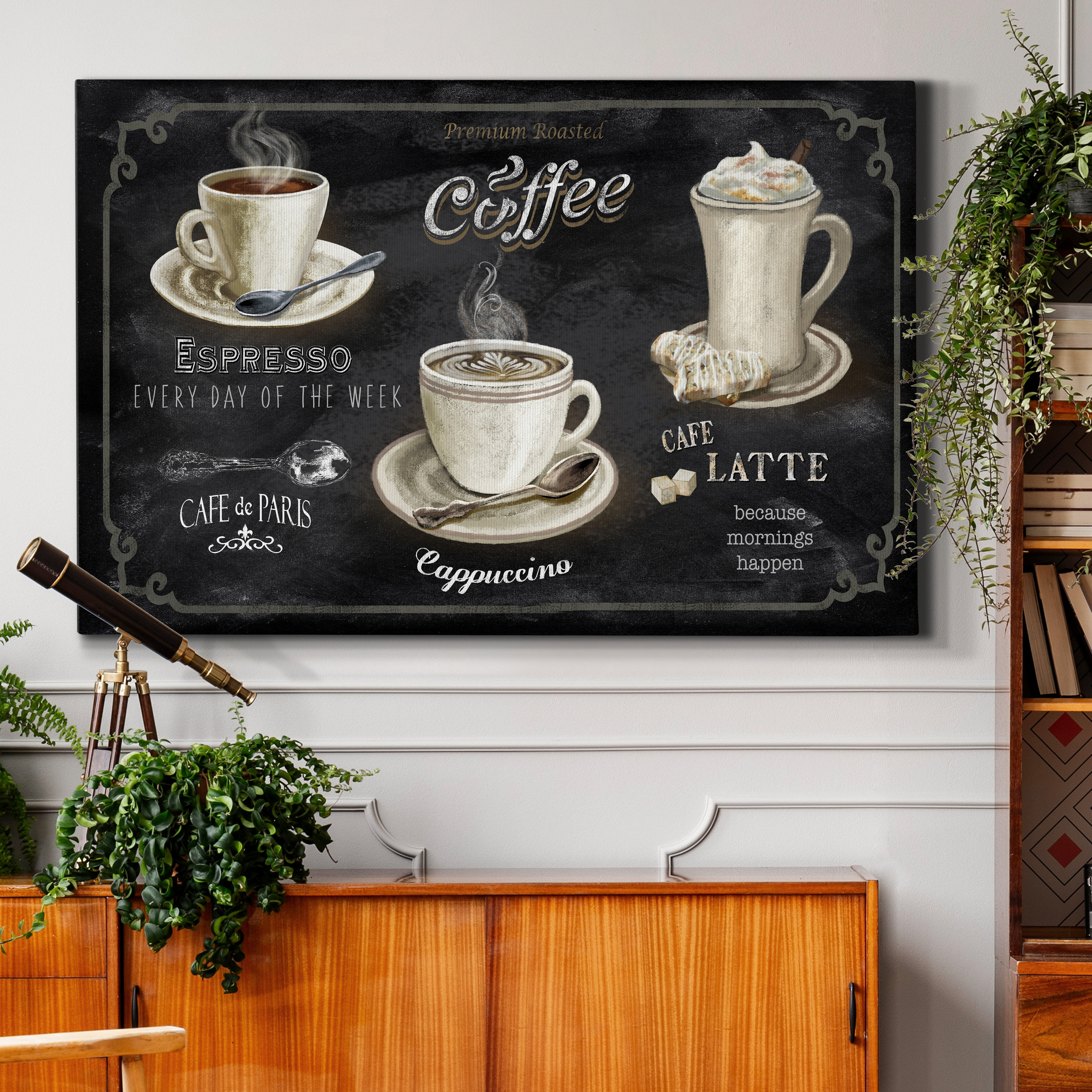 Winston Porter Coffee Trio - Wrapped Canvas Textual Art Print & Reviews | Wayfair
