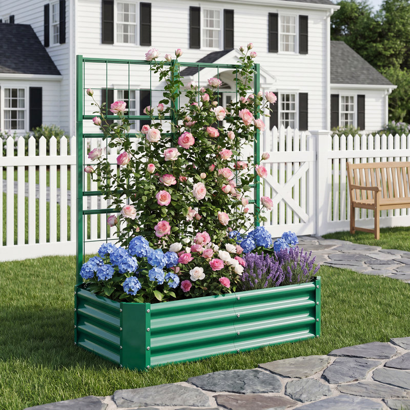 Treillis gain de place, potager surélevé en acier 120 x 60 cm, jardin moderne