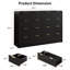 Ensemble de chambre à coucher 3 pièces Bugarin - Commode 10 tiroirs et 2 tables de chevet, noir