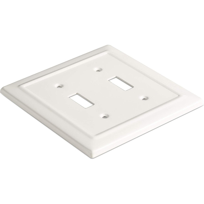 Architectural 2 - Gang Toggle Light Switch Standard Wall Plate, Classic White, 1