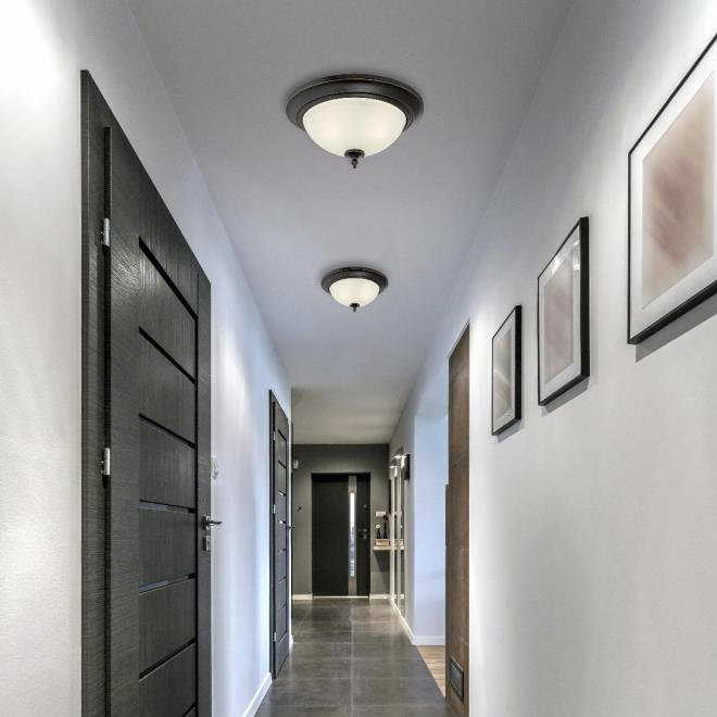 Meza Flush Mount, Amber Bronze