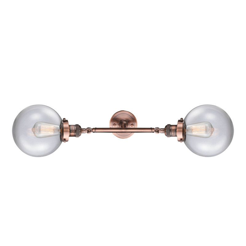 Éclairage de salle de bain à intensité variable 2 lumières Clementina, Transparent, Ampoule incandescente rétro de 60 watts