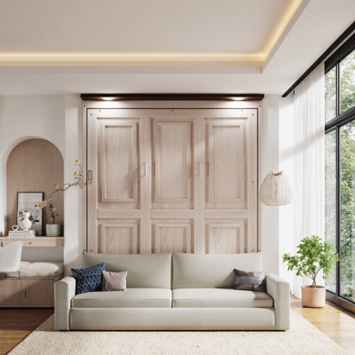 Grand lit escamotable avec canapé et DEL, conception pliable peu encombrante pour une salle polyvalente