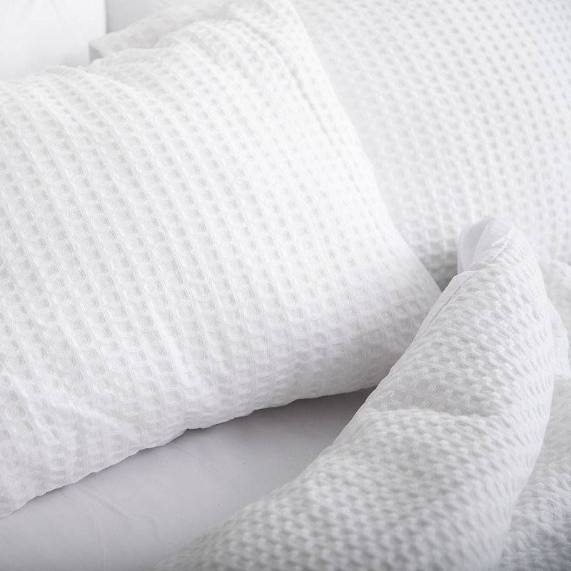 Ensemble de housse de couette en lin tissé gaufré Southshore Fine Linens en blanc, literie 100% coton texturé avec fermeture à boutons et attaches d'angle, 1 housse de couette et 1 taie décorative, simple / simple TG