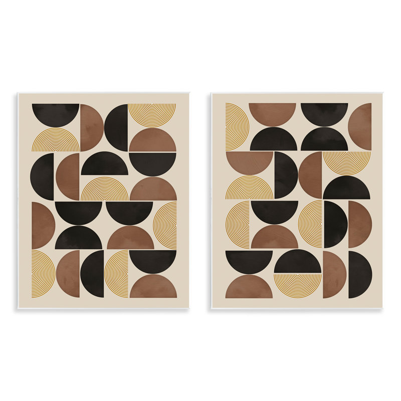 Ensemble de 2 plaques murales Mid-Century géométriques demi-cercles par Nina Blue