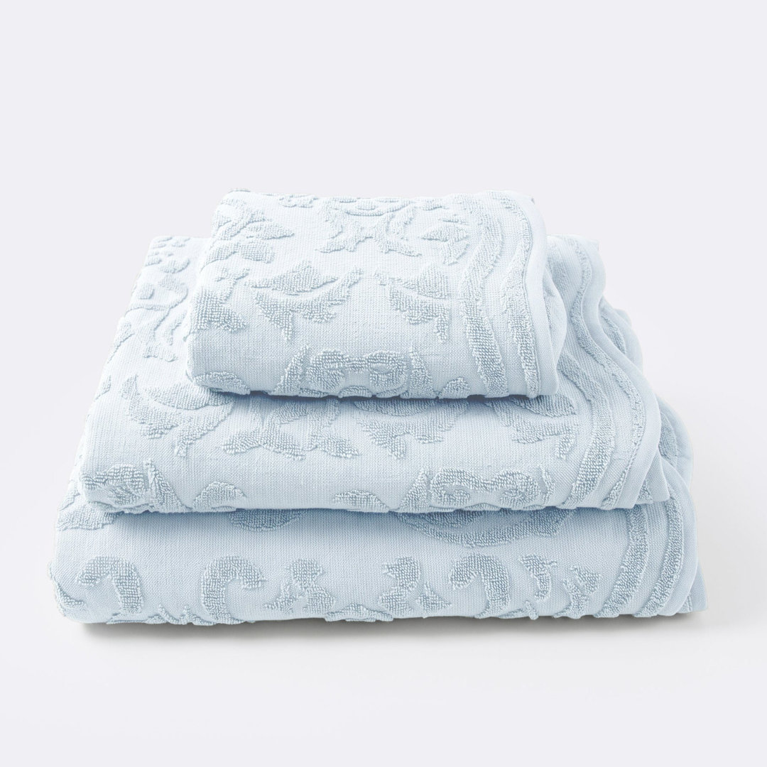Allure Bath Fashions Gracie Floral Jacquard Bath Towel 70 x 130cm Blue 2 Pack - Image 3