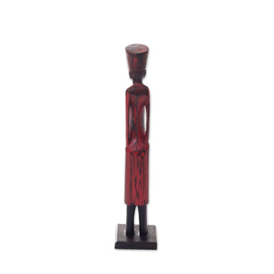 Artisan Hand Carved Wood Arabian Merchant Statue