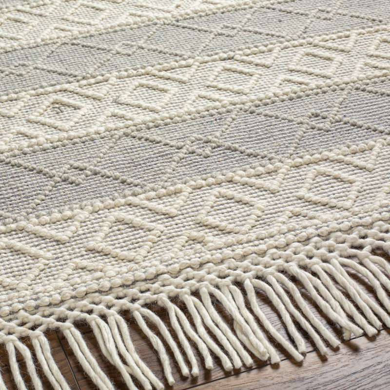 Anelisse Geometric Flatweave Area Rug in Beige/Charcoal, Runner 2'3" x 7'6"