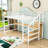 Kuhns Kids Full Loft Bed with Desk, LED Light and Wardrobe