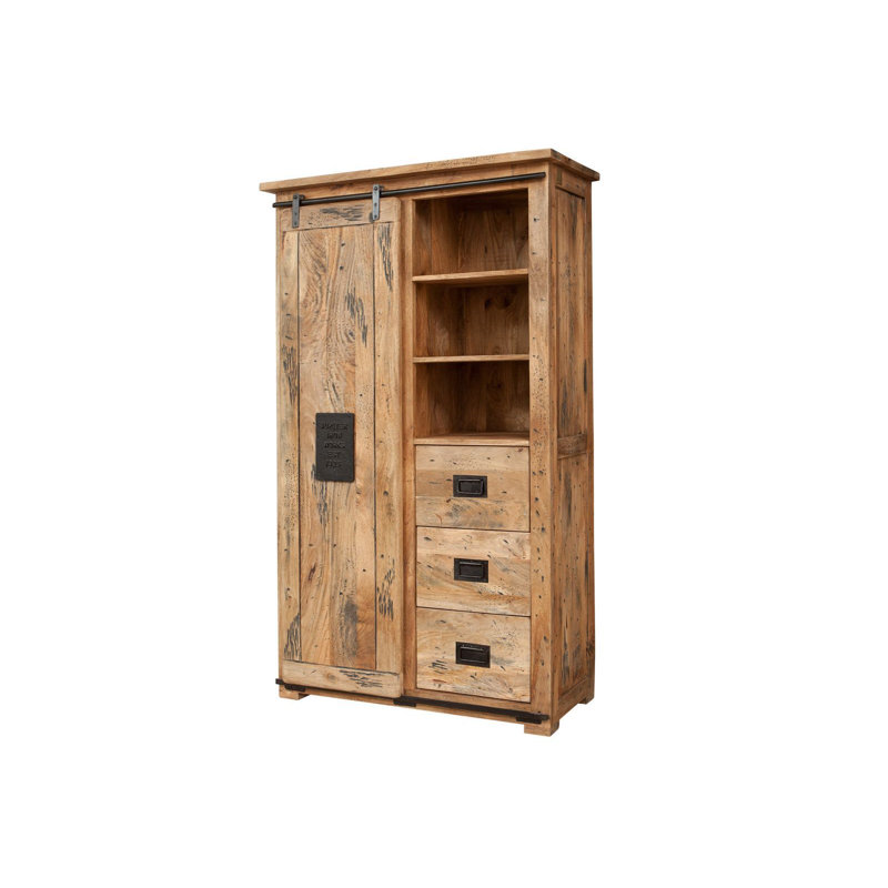 Railway 1 Door Wardrobe, Natural