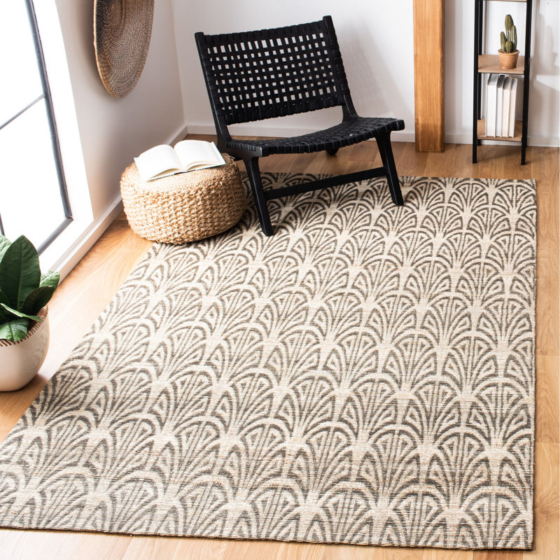 Tapis en chanvre / coton tissé à la main beige clair / gris Laumer, Rectangle 4 pi x 6 pi