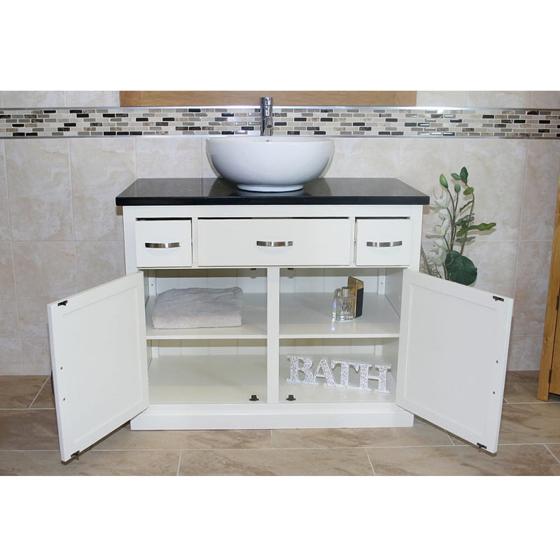 Robinett 1000mm Single Bathroom Vanity with Basin, Black Quartz, White