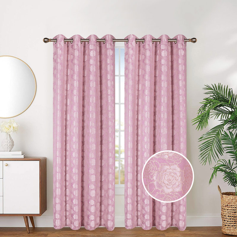 Linen Room Darkening Curtain Pair, Blush