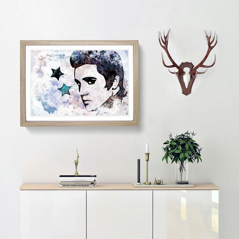 Elvis Presley Stars in Abstract - Picture Frame Painting Print, Oak Framed, 48cm H x 65cm W x 2cm D