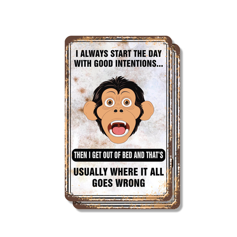 «I Always Start the Day with Good Intensions» (paquet de 2) en aluminium 7 po x 10 po