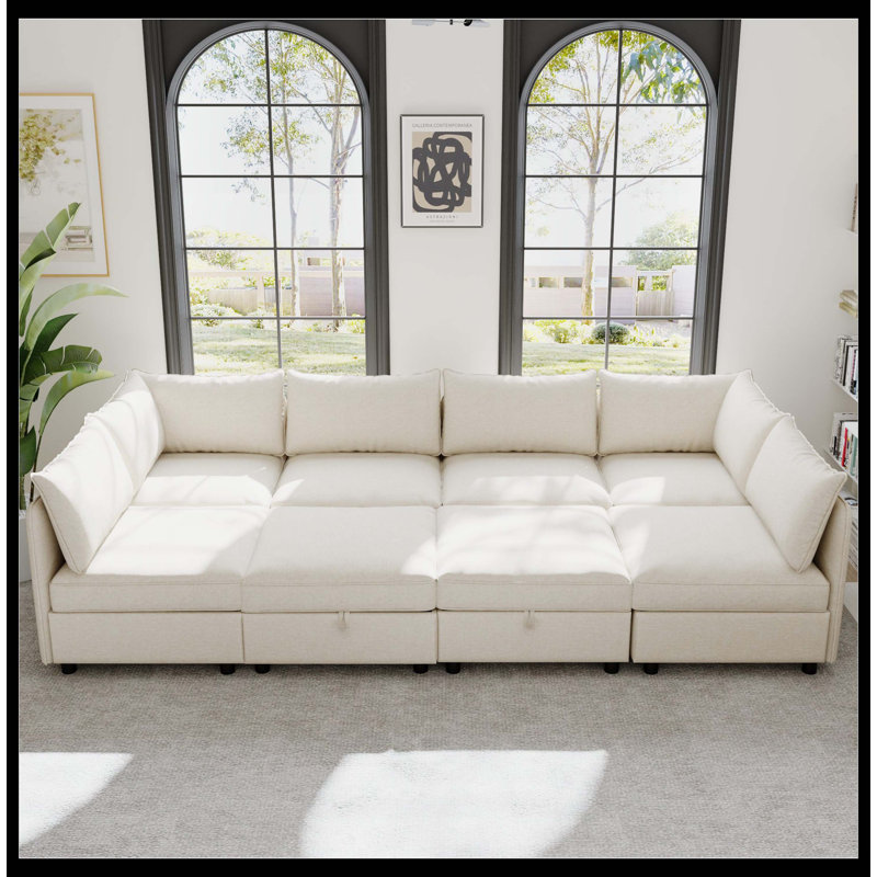 Canapé modulaire flexible en tissu modulaire avec rangement, canapé-lit convertible pour le salon