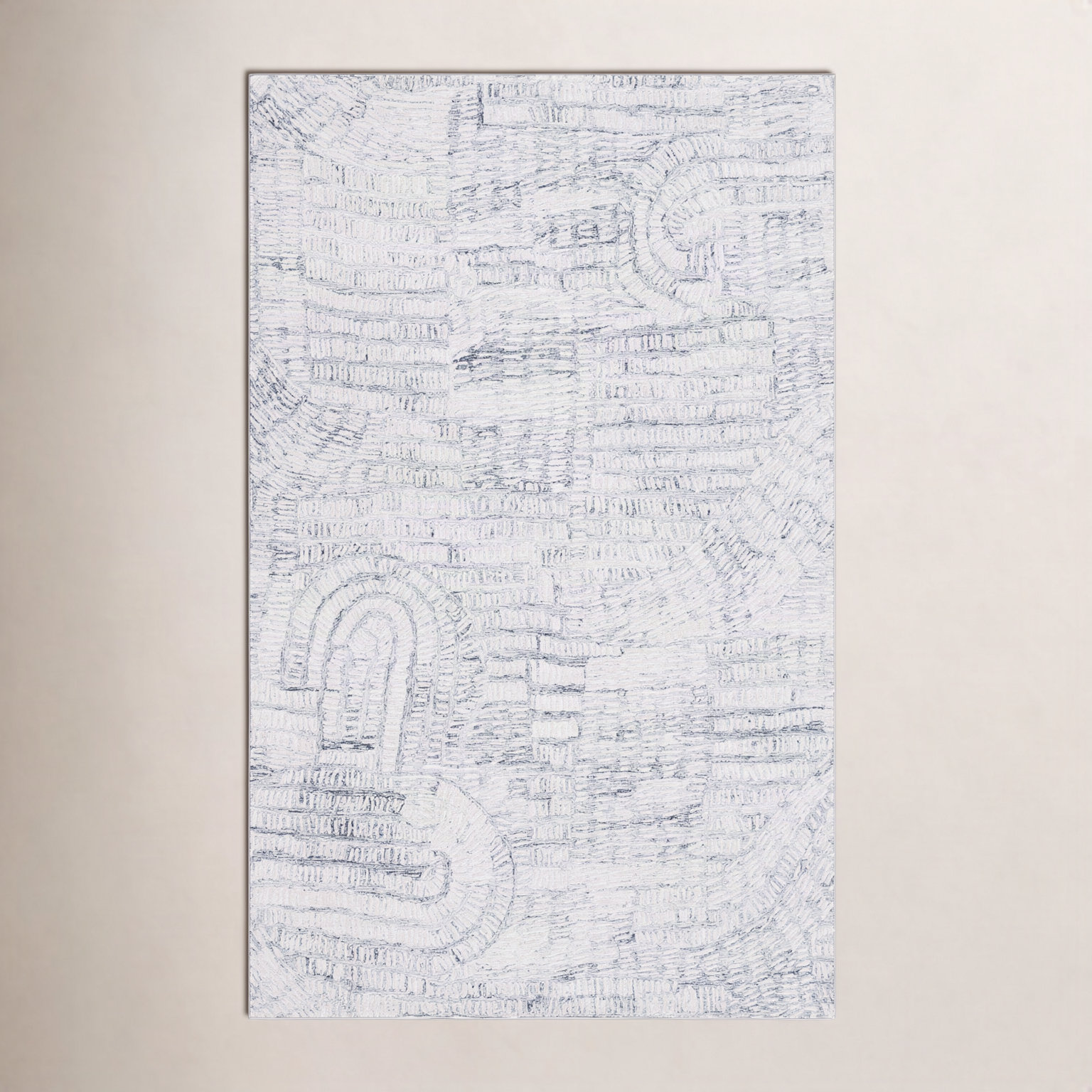 Audrina Gray Ivory Hand-Tufted Abstract Rug, Rectangle 3' x 5'