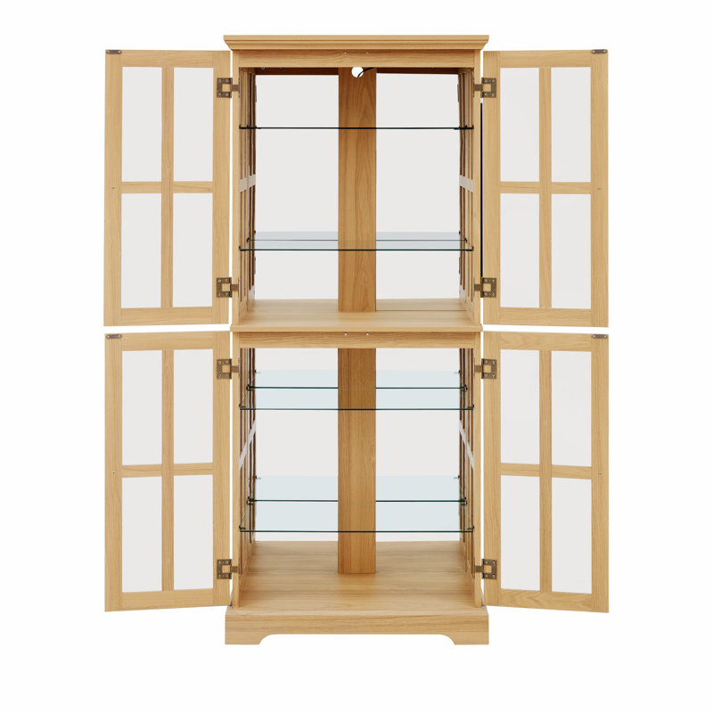 Display Cabinet, Accent Cabinet With Glass Doors And Adjustable Shelves, Accent Storage Cabinet For Home