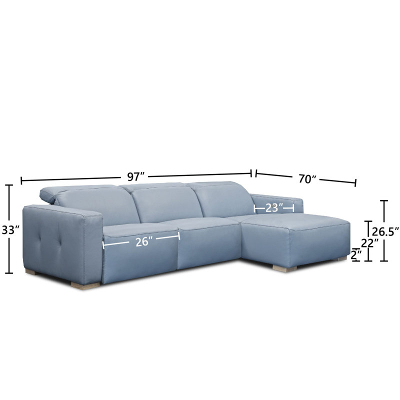 Capri Chaise Sectional, Right Hand Facing, Sky (Dreamer), Stainless Steel