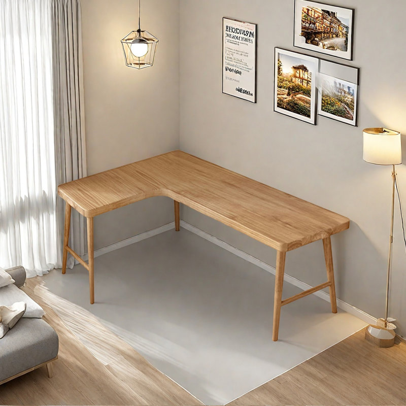 Bureau en bois massif en forme de L, H 29,53 po x l 55,12 po x P 47,24 po